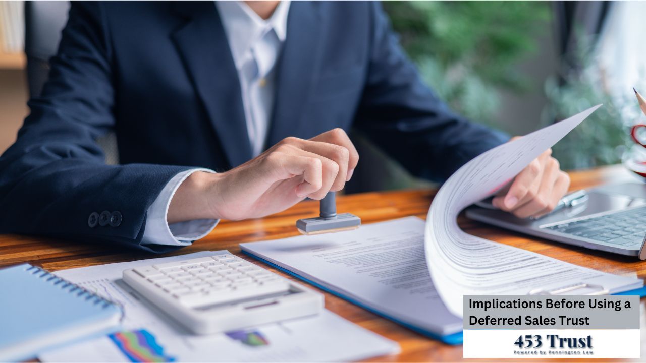 A business professional is shown stamping a document, likely in a formal or legal setting, amidst other office essentials.